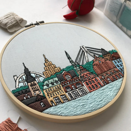 Riga, Latvia, Cityscape - Hand Embroidery Pattern (PDF)
