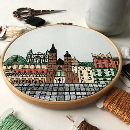 Krakow, Poland, Cityscape - Hand Embroidery Pattern (PDF)