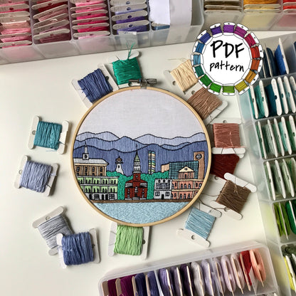 Burlington, VT, Cityscape - Hand Embroidery Pattern (PDF)