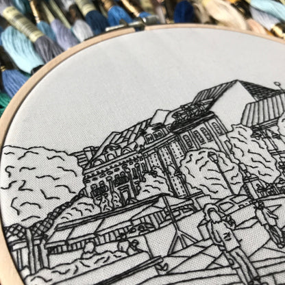 Vilnius, Lithuania, Black & White - Hand Embroidery Pattern (PDF)