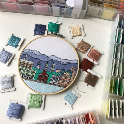Burlington, VT, Cityscape - Hand Embroidery Pattern (PDF)