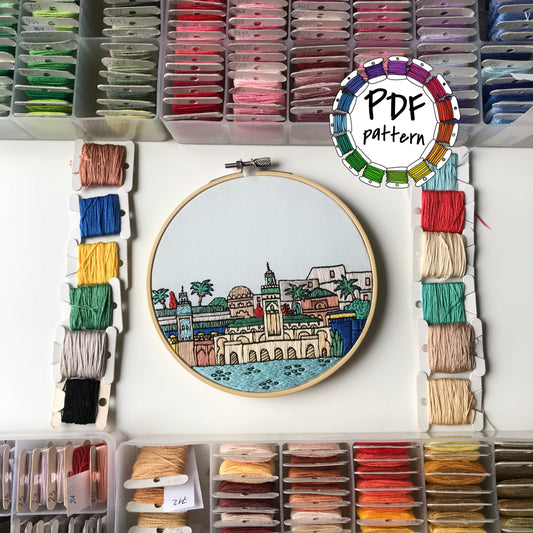 Marrakesh, Morocco, Landmarks - Hand Embroidery Pattern (PDF)