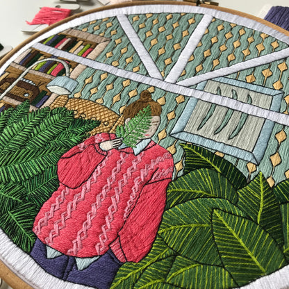Girl and Leaves - Hand Embroidery Pattern (PDF)