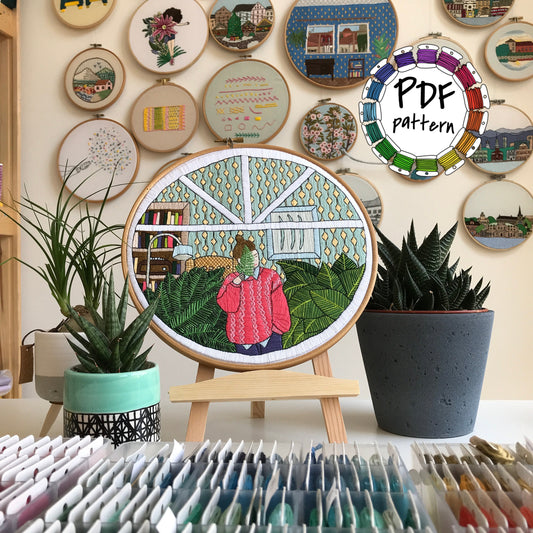 Girl and Leaves - Hand Embroidery Pattern (PDF)