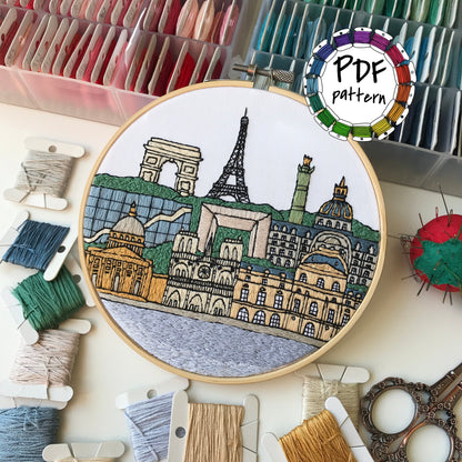 Paris, France, Landmarks - Hand Embroidery Pattern (PDF)