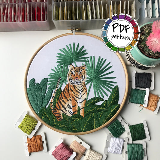 Jungle Tiger - Hand Embroidery Pattern (PDF)