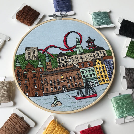 Copenhagen, Denmark, Cityscape - Hand Embroidery Pattern (PDF)