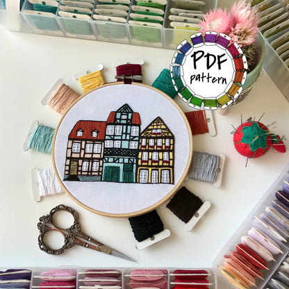 Quedlinburg, Germany, Architecture - Hand Embroidery Pattern (PDF)