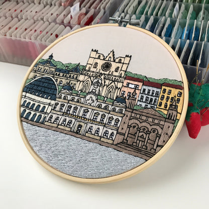Lyon, France, Cityscape - Hand Embroidery Pattern (PDF)