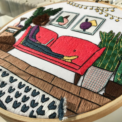 Girl in the Living Room - Hand Embroidery Pattern (PDF)