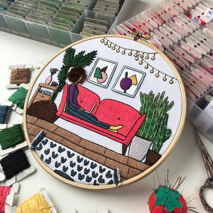 Girl in the Living Room - Hand Embroidery Pattern (PDF)