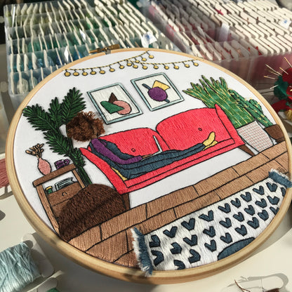 Girl in the Living Room - Hand Embroidery Pattern (PDF)