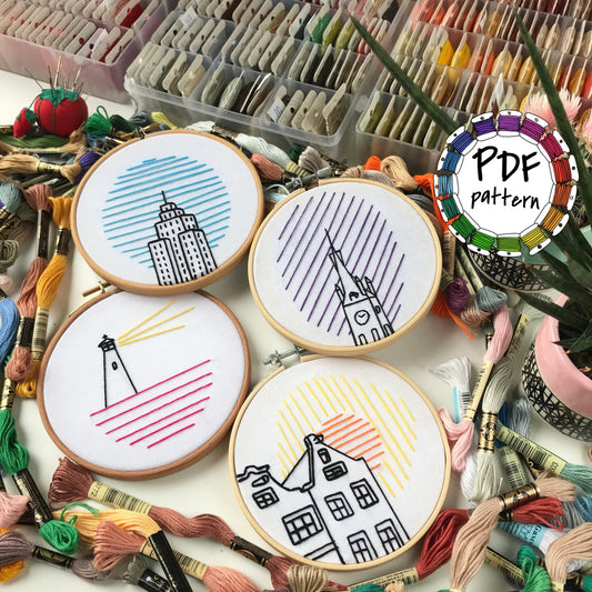 Architectural Designs, Beginner's Bundle - Hand Embroidery Pattern (PDF)