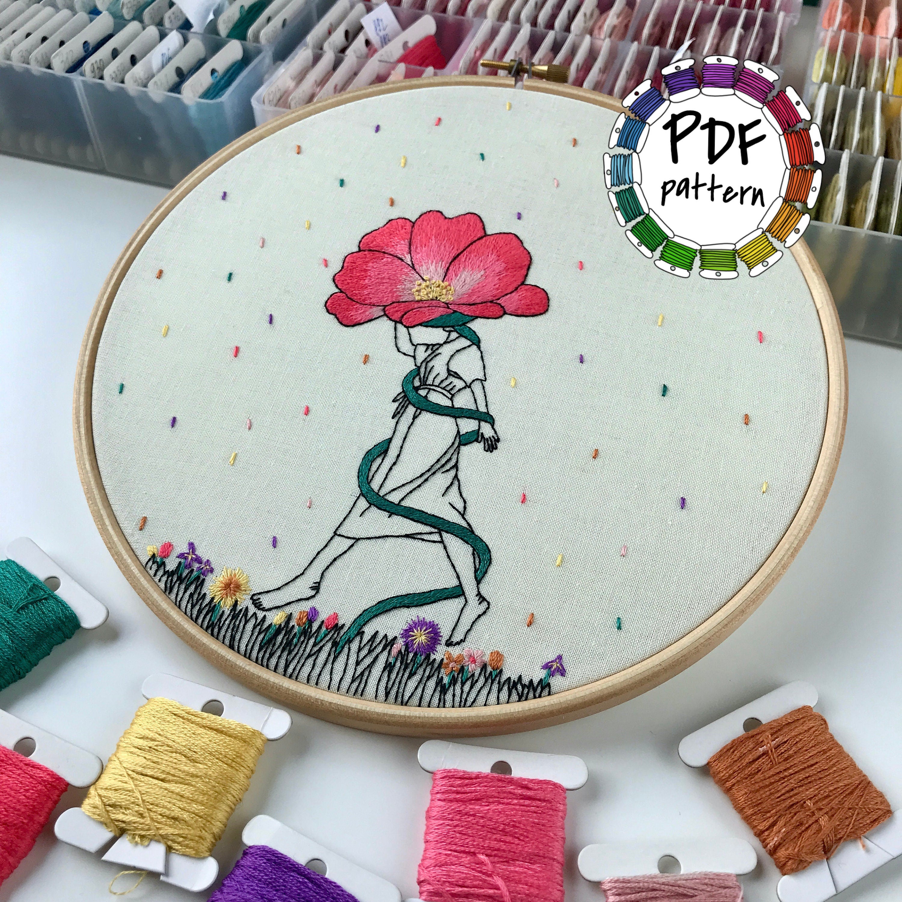 April Showers - Hand Embroidery Pattern (PDF) – faimyxstitch