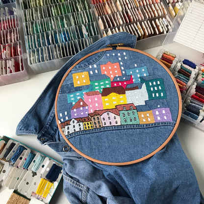 Colorful Houses - Hand Embroidery Pattern (PDF)