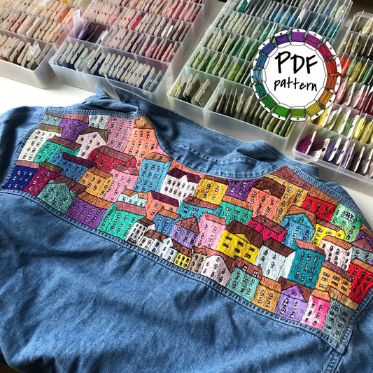 Colorful Houses - Hand Embroidery Pattern (PDF)