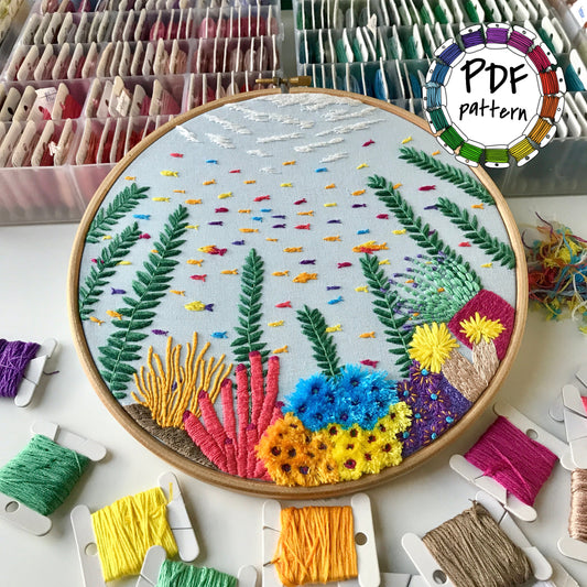 Under the Sea with 3D elements - Hand Embroidery Pattern (PDF)