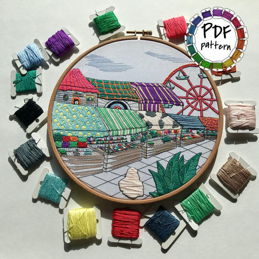 Fair Scene - Hand Embroidery Pattern (PDF)