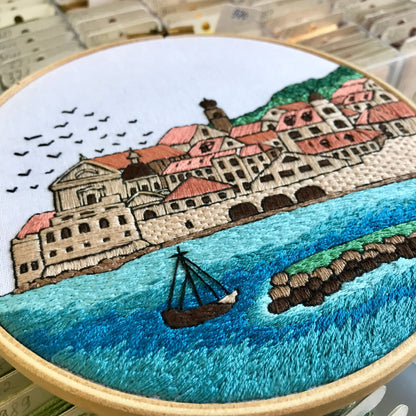 Dubrovnik, Croatia, Cityscape - Hand Embroidery Pattern (PDF)