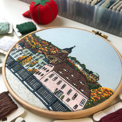 Königstein, Germany, Forest and Fortress - Hand Embroidery Pattern (PDF)