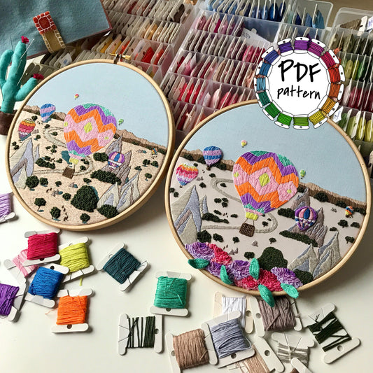 Hot Air Balloons, Cappadocia, Turkey - Hand Embroidery Pattern (PDF)