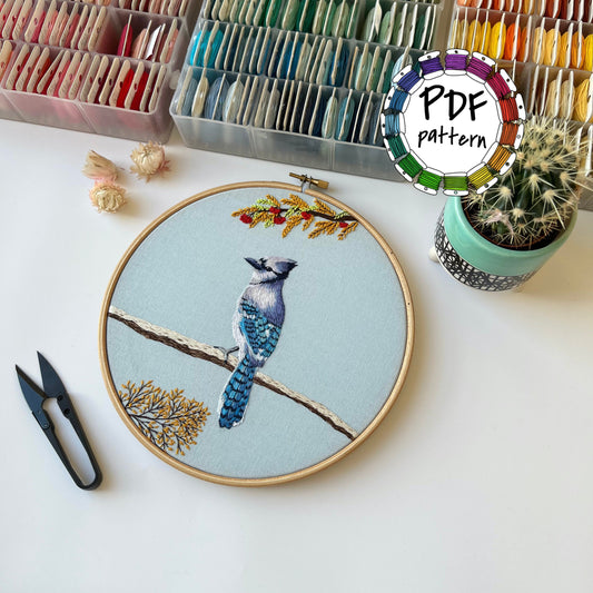 Blue Jay - Hand Embroidery Pattern (PDF)