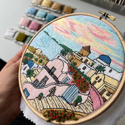 Santorini, Greece, Architecture - Hand Embroidery Pattern (PDF)