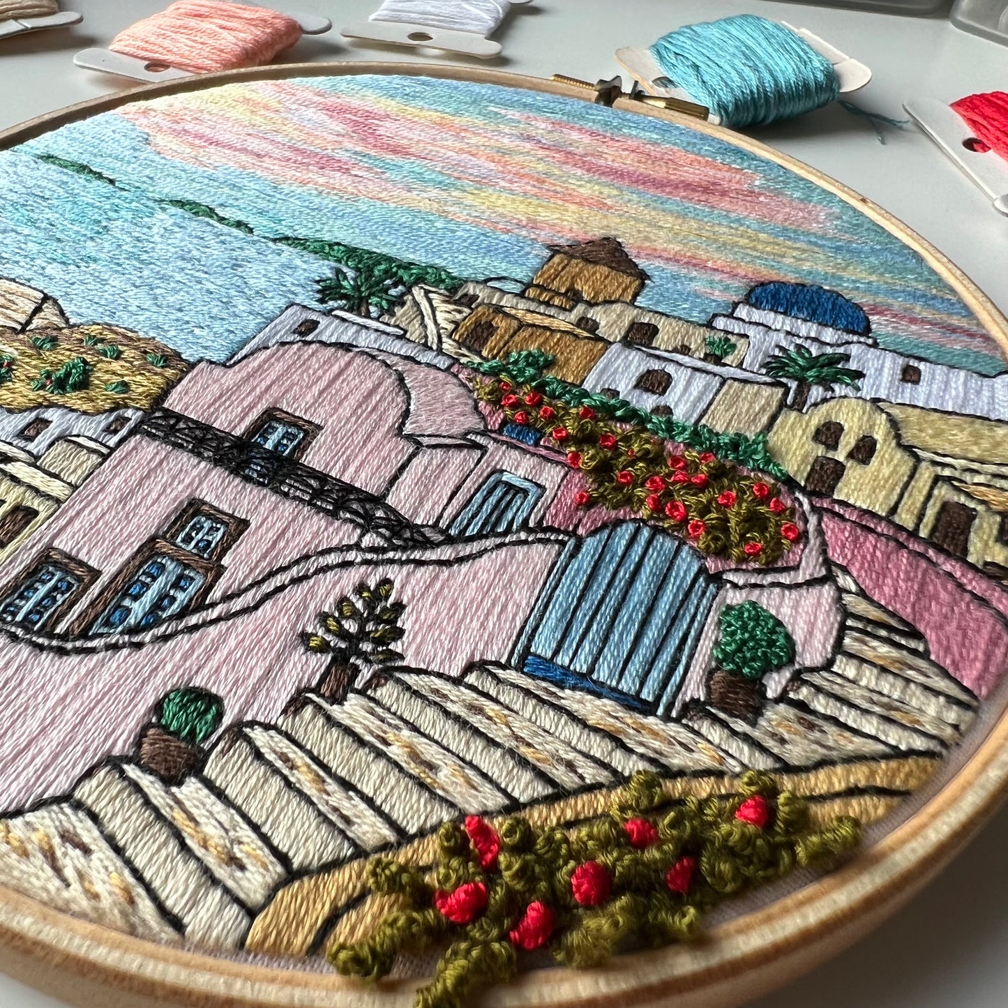 Santorini, Greece, Architecture - Hand Embroidery Pattern (PDF)