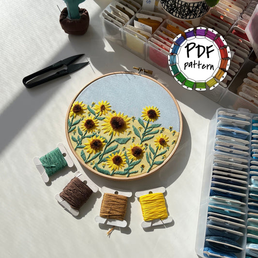 Sunflower Field - Hand Embroidery Pattern (PDF)