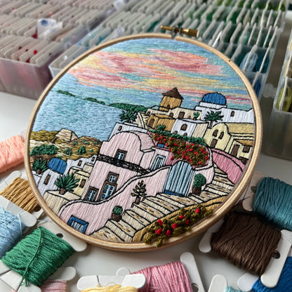 Santorini, Greece, Architecture - Hand Embroidery Pattern (PDF)