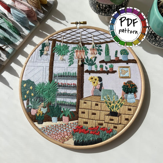 Flower Shop, Hand Embroidery Pattern (PDF)