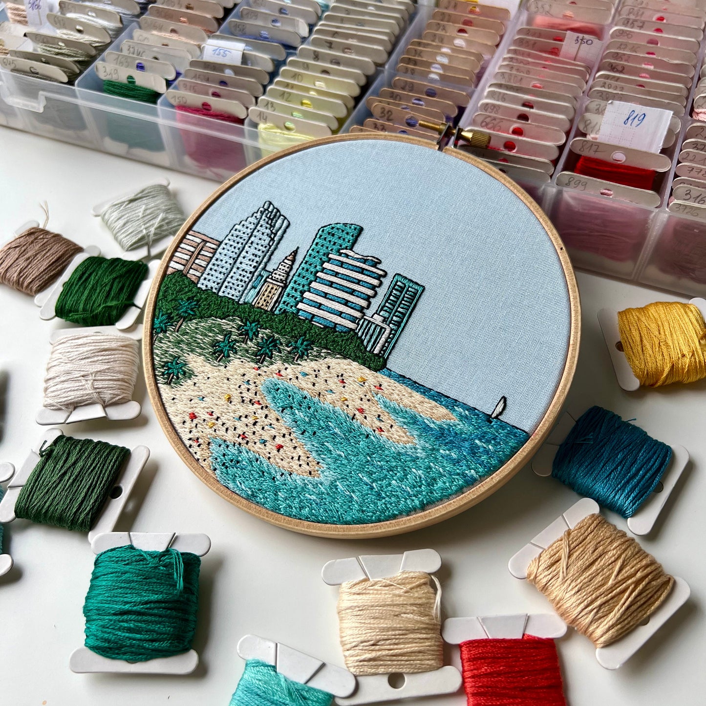 Miami, FL, Skyline - Hand Embroidery Pattern (PDF)