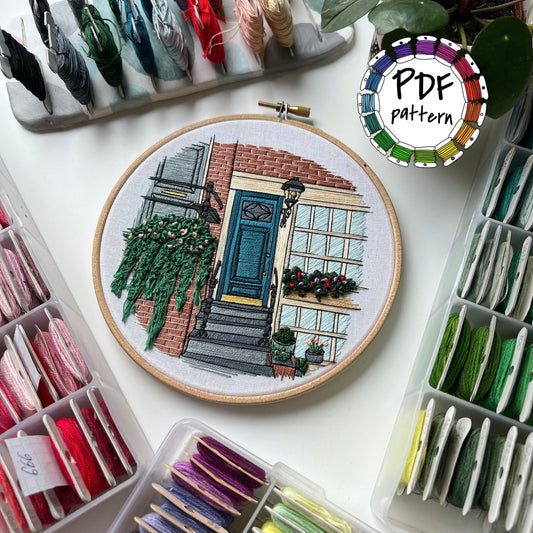 Amsterdam Door - Hand Embroidery Pattern (PDF)