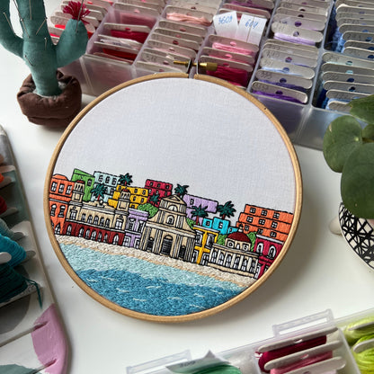San Juan, Puerto Rico, Cityscape - Hand Embroidery Pattern (PDF)