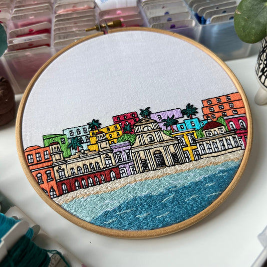 San Juan, Puerto Rico, Cityscape - Hand Embroidery Pattern (PDF)