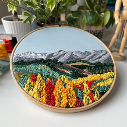 Mountain range in Fall, Landscape - Hand Embroidery Pattern (PDF)