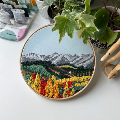 Mountain range in Fall, Landscape - Hand Embroidery Pattern (PDF)