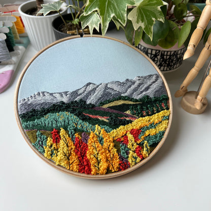 Mountain range in Fall, Landscape - Hand Embroidery Pattern (PDF)