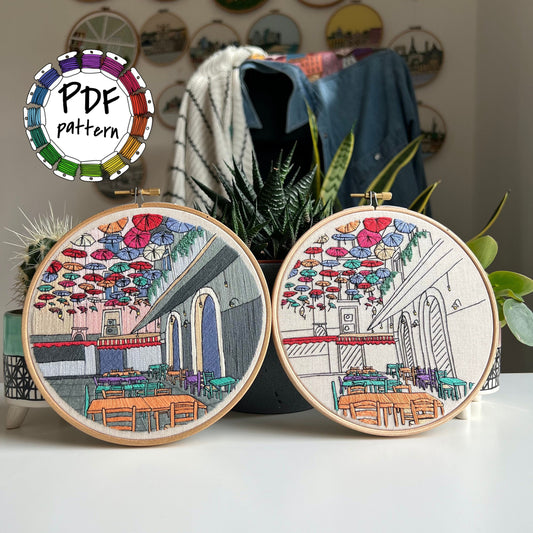 Market in Sicily, Italy - Hand Embroidery Pattern (PDF)