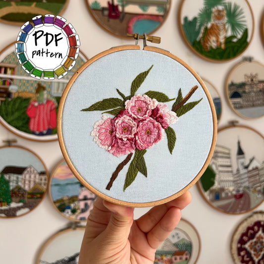 Cherry Blossoms - Hand Embroidery Pattern (PDF)