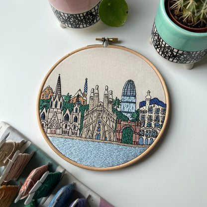 Barcelona, Spain, Cityscape - Hand Embroidery Pattern (PDF)
