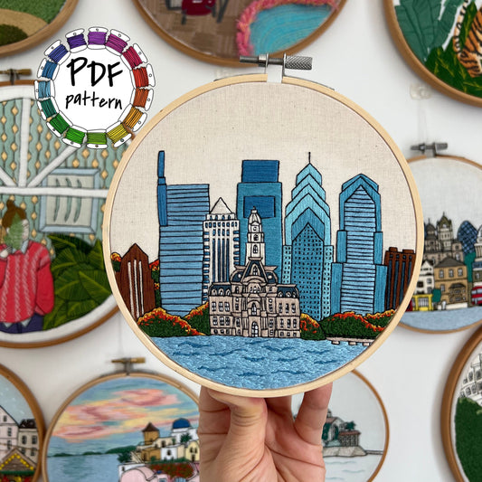 Philadelphia, PA, Architecture - Hand Embroidery Pattern (PDF)