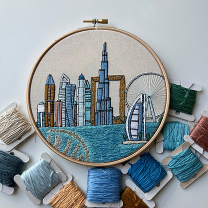 Dubai, United Arab Emirates, Architecture - Hand Embroidery Pattern (PDF)