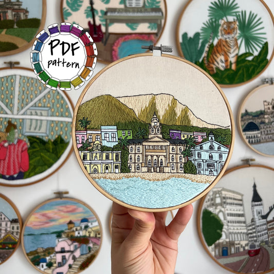 Cape Town, South Africa, Cityscape - Hand Embroidery Pattern (PDF)
