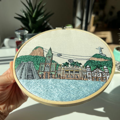 Rio de Janeiro, Brazil, Cityscape - Hand Embroidery Pattern (PDF)
