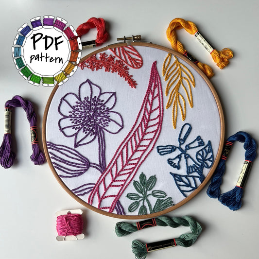 Florals - Chain stitch only - Hand Embroidery Pattern (PDF)