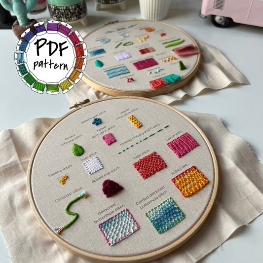34 stitches: Stumpwork and Embroidery - Hand Embroidery Pattern (PDF)