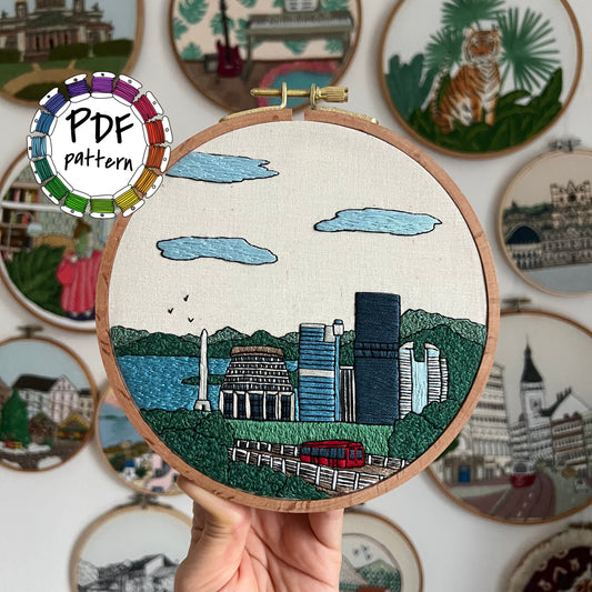Wellington, New Zealand, Cityscape - Hand Embroidery Pattern (PDF)