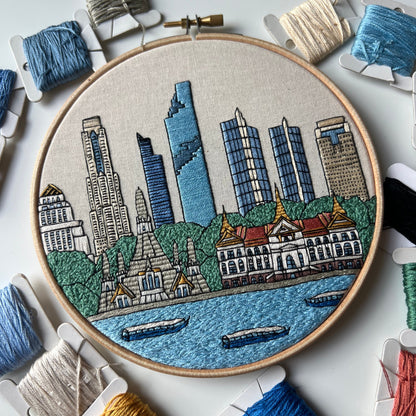 Bangkok, Thailand, Cityscape - Hand Embroidery Pattern (PDF)