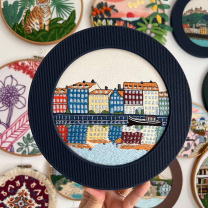 Nyhavn, Copenhagen, Denmark, Cityscape - Hand Embroidery Pattern (PDF)